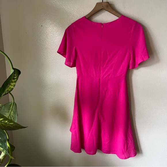 Lulus | Jewell Fuchsia Pink Tie-Front Ruffled Skater Dress - Picture 5 of 7